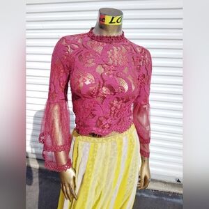 Source Unknown Lace Magenta Blouse